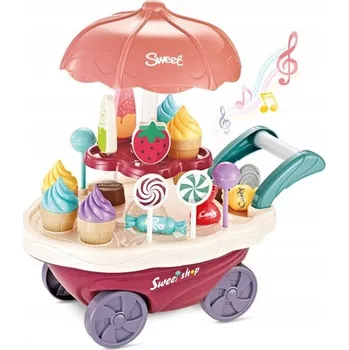 Hračka pro nejmenší Cukrárna Zmrzlinárna Obchod Vozík na Kolečkách Zvuk Zmrzlina Sada + Příslušenství