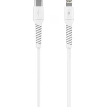 Datový kabel Nabíjecí a datový Liquid silicone kabel FIXED s konektory USB-C/Lightning a podporou PD, 1.2m, USB 2.0, 60W, bílý