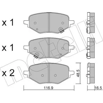Brzdová destička Sada brzdových destiček, vždy 4 kusy v sadě METELLI 22-1394-1