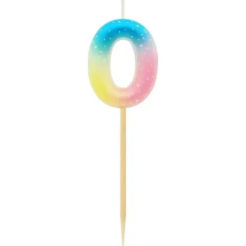 Dortová svíčka GoDan S.A. Dortová svíčka - číslo "0" pastelové ombre 11 cm 582098