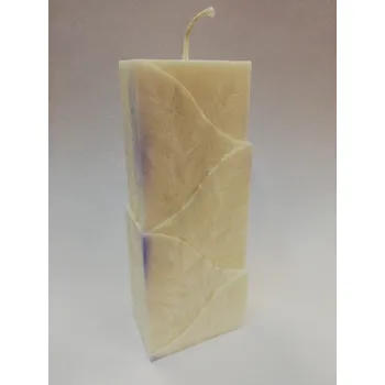 Svíčka Svíčka vonná z palmového vosku - obdélník s reliéfem - 16,5 cm - bílá - kokos