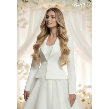 Bolerko Dámské saténové svatební sako - bílé: B-615, vel. 2XL, 5XL Vybraná velikost: 5XL