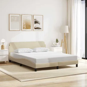 Nábytek vidaXL Rám postele Dover 160 x 200 cm textil [373206] Barva: krémová