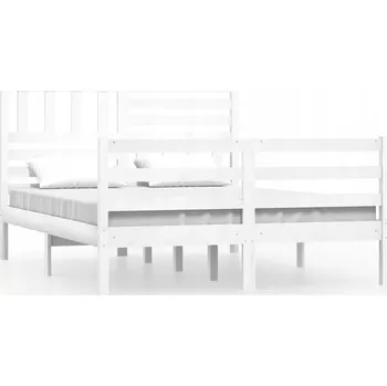 Postel Rám postele z masivního borovicového dřeva, bílý, 205,5 x 126 x 100 cm