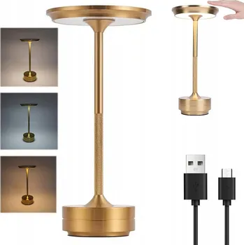 Lampička LED STOLNÍ LAMPA DEKORATIVNÍ ZLATÁ KOVOVÁ STMÍVATELNÁ DOTYKEM