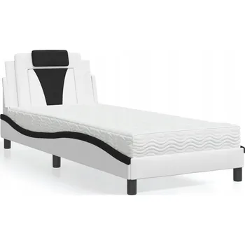 Postel VidaXL Postel Viana s matrací, bílo-černá, 90x190 cm, umělá kůže