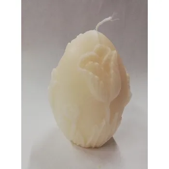 Svíčka Svíčka vonná z parafínového vosku - Vejce s květinami bílé - jasmín