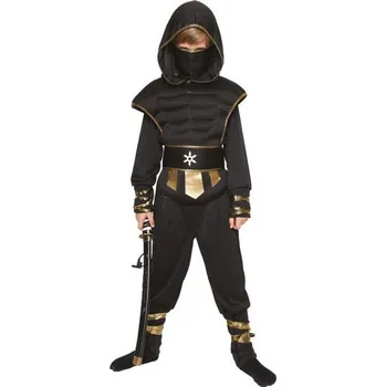 Karnevalový kostým Albi Kostým dětský Ninja černo-zlatý vel. 7-9 let