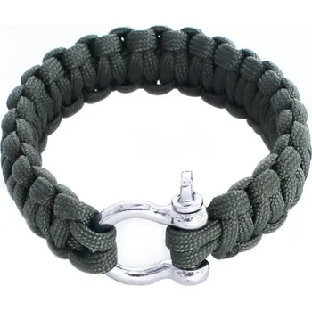 Vybavení pro přežití Dongguan Brighten Outdoor Co., Ltd. Paracordový náramek s kovovou sponou Barva paracordu: armádní zelená
