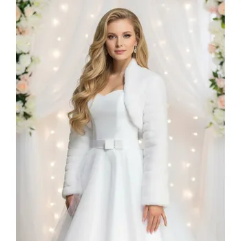 Dámský kožich Kožešinové svatební bolerko - bílé: B-800, vel. S, M, XL, 2XL Vybraná velikost: XXL