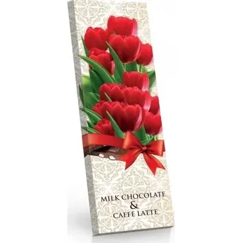 Čokoláda Mléčná čokoláda s příchutí caffe latte, sušenkami a kávou Tulipány 225g (Mléčná čokoláda s příchutí caffe latte, sušenkami a kávou Tulipány 225g)