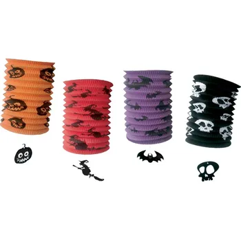 Party dekorace Lampión papierový okrúhly s farebným vzorom-Halloween, 26 cm, 4 druhy JUNIOR