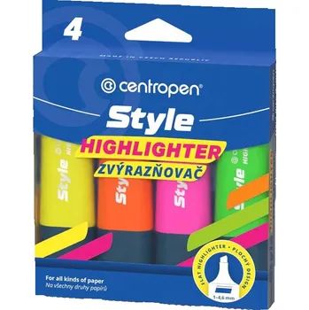 centropen Zvýrazňovač CENTROPEN 6252 Style Soft (klínový hrot 1-4,6 mm) 4 fluo barvy 560367