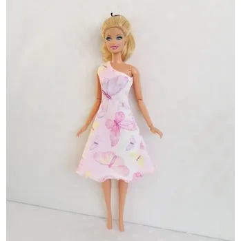Doplněk pro panenku Barbie - české originální oblečky pro panenku - krátké šaty s motýlky