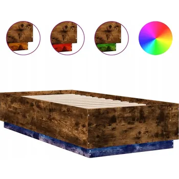 Postel Rám postele s RGB LED podsvícením v barvě kouřového dubu 203x102x40