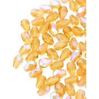 Dětské navlékací korálky CZ Korálek broušený hruška 7/5mm light topaz AB 10060/28701 (20ks)