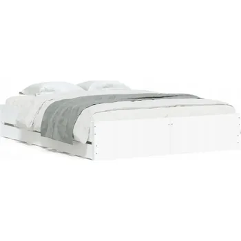 Postel Rám postele s šuplíky, bílý, 203 x 143 x 33 cm