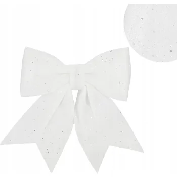 Vánoční ozdoba Springos Vánoční mašle s flitry 17 x 20 cm bílá