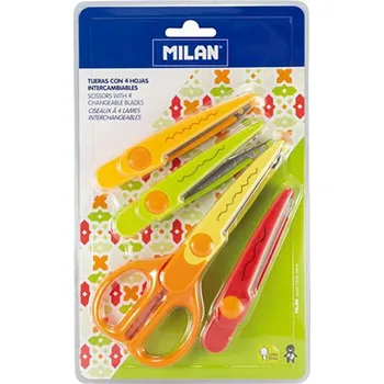 Kancelářské nůžky Nůžky dekorační MILAN s vyměnitelnými čepelemi, sada 4 ks Milan