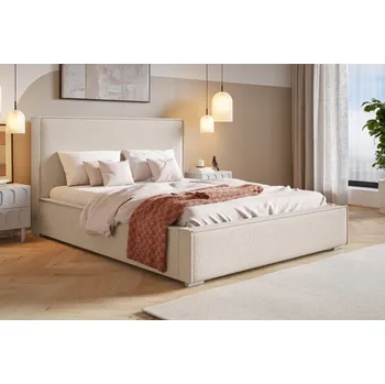 Postel Čalouněná postel BED 8 140x200 bouclé béžová