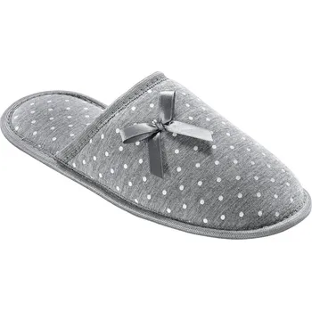 Dámské pantofle Pantofle s mašličkou a potiskem puntíků světle šedá 37