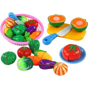 Modelovací hmota LEAN Toys Sada zeleniny na suchý zip v košíku 8 ks talířového nože