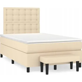 Postel Kontinentální postel krémová 203 x 120 x 118/128 cm s matrací 120 x 200 x
