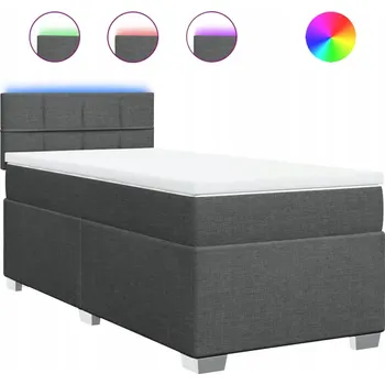 Postel Kontinentální postel 200x100x100,5 cm, tmavě šedá, s LED osvětlením