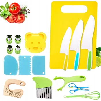 Kuchyňský nůž 17dílná Sada Bezpečných Kuchyňských Nožů a Příslušenství pro Děti