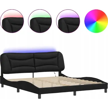 Postel Rám postele s LED podsvícením, černá, 218 x 185 x 74,5 cm