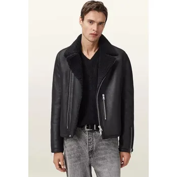 Moto bunda Kožená motorkářská bunda AllSaints CORREZ M022LD černá 99X, vel. M