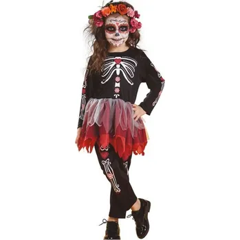 Karnevalový kostým Albi Kostým dětský Mexická kostra s červenou sukní vel. 10-12 let