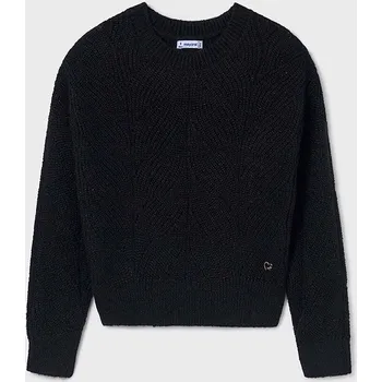 Dětská móda Dětský svetr s příměsí vlny Mayoral 7303.8B.Junior.9BYH černá 99X, vel. 128