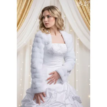 Dámský kožich Svatební kožíšek se zvonovými rukávy - bílý: B-27, vel. S, M, L, XL Vybraná velikost: S