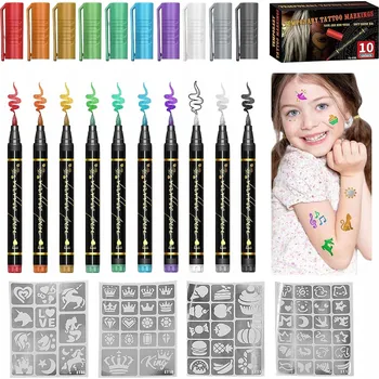 Výtvarná sada VELKÉ SADY NA VÝROBU TETOVÁNÍ, ŠABLONY, TŘPYTIVÉ, SMÝVATELNÉ, GLITROVÉ