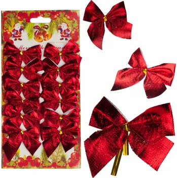 Vánoční dekorace MAŠLE 12 KS ČERVENÉ LESKLÉ VÁNOČNÍ MAŠLE NA STROMEČEK OZDOBNÉ