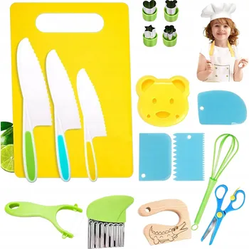 Kuchyňský nůž BEZPEČNÁ SADA KUCHYŇSKÝCH NOŽŮ A PŘÍSLUŠENSTVÍ PRO DĚTI 17 DÍLŮ