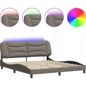 Postel Rám postele s LED podsvícením, taupe, 218 x 185 x 74,5 cm