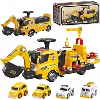 Odrážedlo Odrážedlo 2v1 bagr + 4 autíčka rozkládací jeřáb zvuk pohyblivá lžíce ZH922