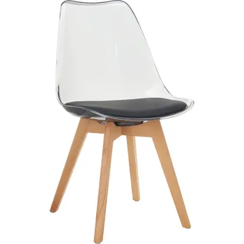 Jídelní židle Tempo Kondela Židle, transparentní černá, akryl/ekokůže/buk, BALI 3 NEW