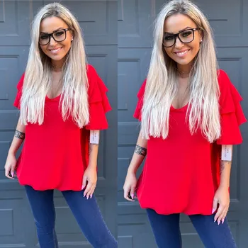 Dámská halenka Halenka s volánky BELLA Barva: Červená