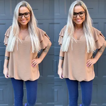 Dámská halenka Halenka s volánky BELLA Barva: Hnědá