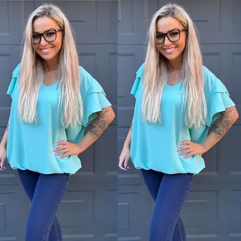 Dámská halenka Halenka s volánky BELLA Barva: Tyrkys