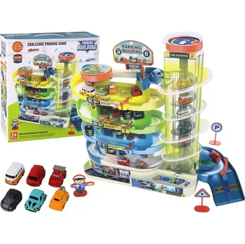 LEAN Toys Interaktivní vícepodlažní parkovací sada pro auta, světla a zvuky
