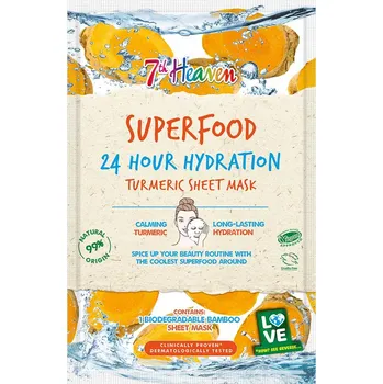 Pleťová maska Montagne Jeunesse (7th Heaven) Superfood 24h Hydratační maska na ubrousku s Kurkumou 7th Heaven