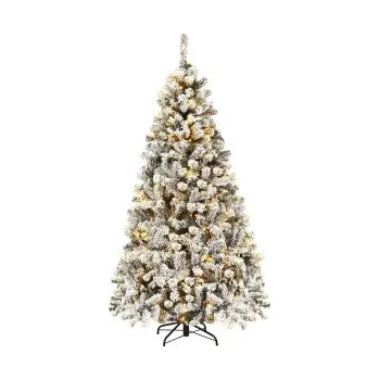 Vánoční stromek Zasněžený vánoční stromeček CM22728DE, s LED světly, 180 cm - A COSTWAY