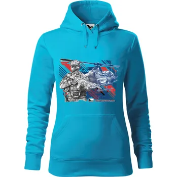 Dámská mikina Mikina - Czech Republic Army Barva: Modrá - tyrkysová (44), Velikost: S, Střih: Dámské