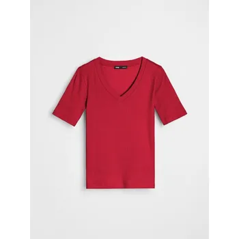 Sinsay - Tričko s výstřihem ve tvaru v - červená - 512EU-33X - 512EU-33X-XS-2