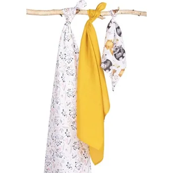 látková plena Sensillo Mušelínové pleny 3 ks sada různých velikostí Zvířátka