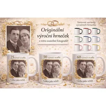 Výročí svatby - bílý / přehnané rysy